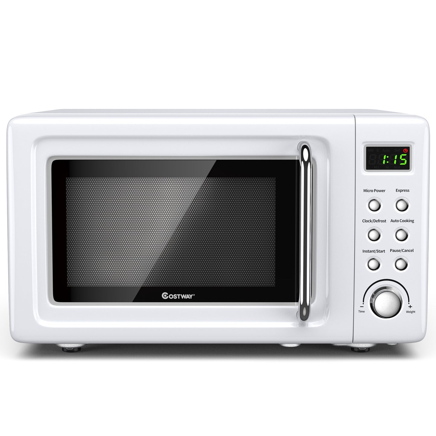 700W Retro Countertop Microwave Oven, 5 Micro Power, Auto Cooking, White Toaster Ovens at Gallery Canada