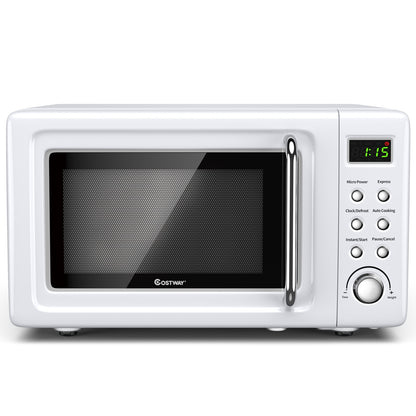 700W Retro Countertop Microwave Oven, 5 Micro Power, Auto Cooking, White Toaster Ovens at Gallery Canada