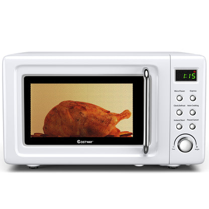 700W Retro Countertop Microwave Oven, 5 Micro Power, Auto Cooking, White Toaster Ovens at Gallery Canada