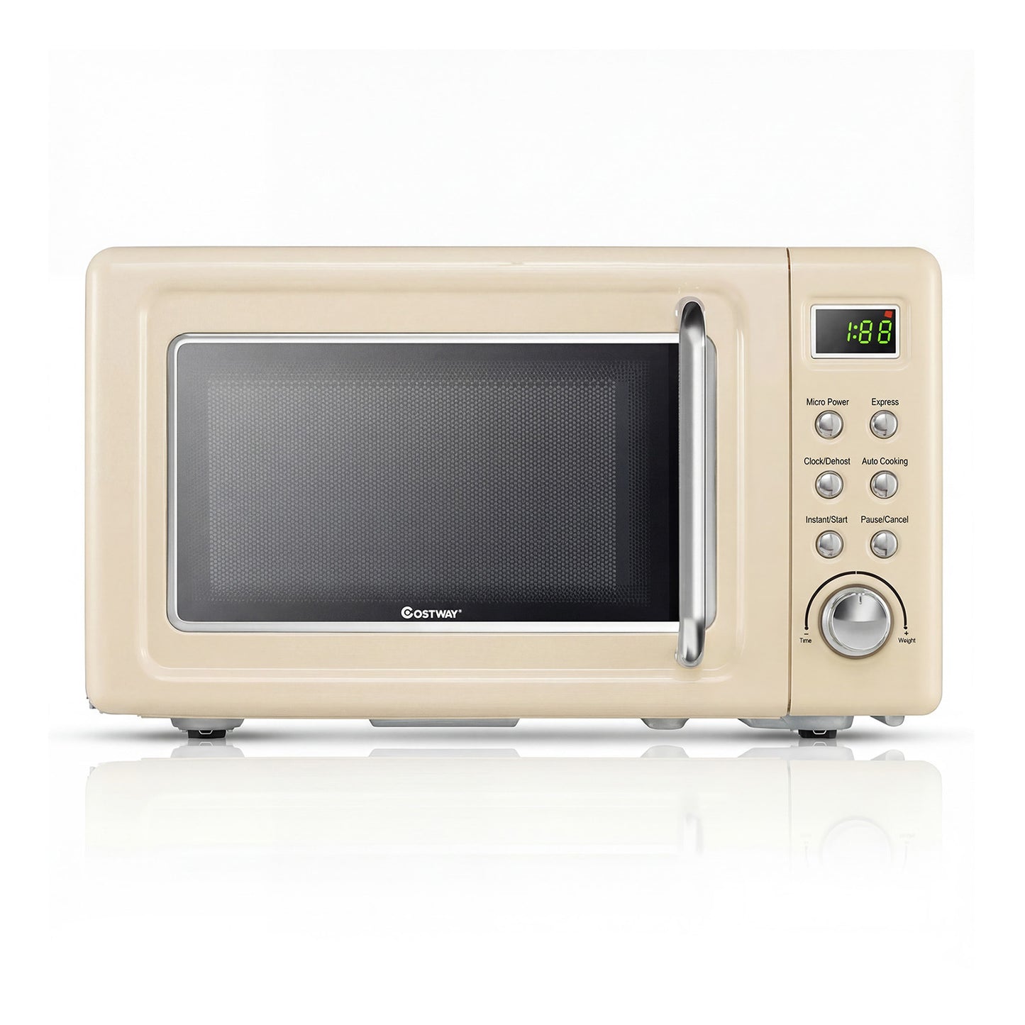 700W Retro Countertop Microwave Oven with 5 Micro Power and Auto Cooking Function, Cream White Toaster Ovens at Gallery Canada