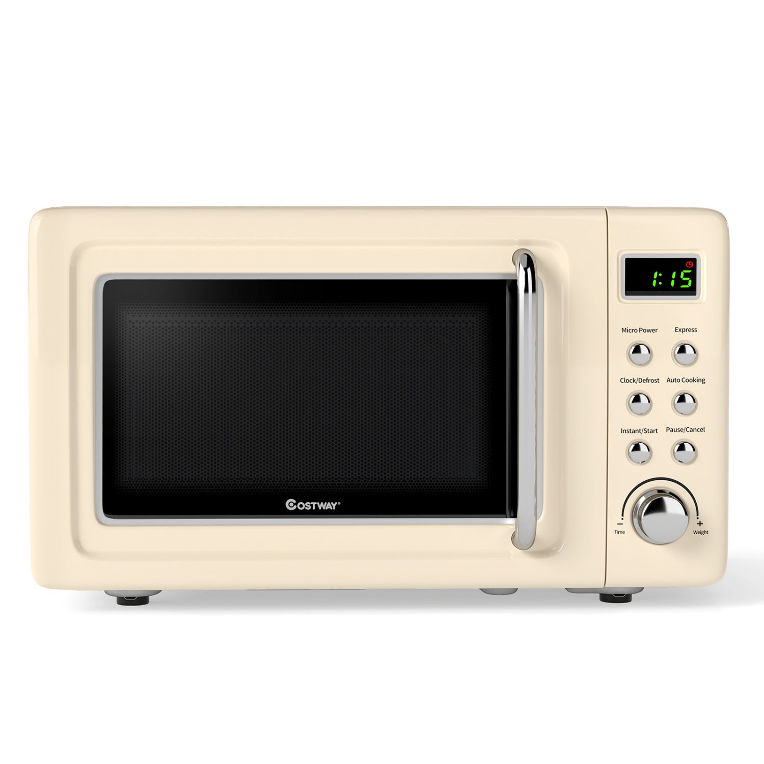 700W Retro Countertop Microwave Oven with 5 Micro Power and Auto Cooking Function, Cream White Toaster Ovens at Gallery Canada