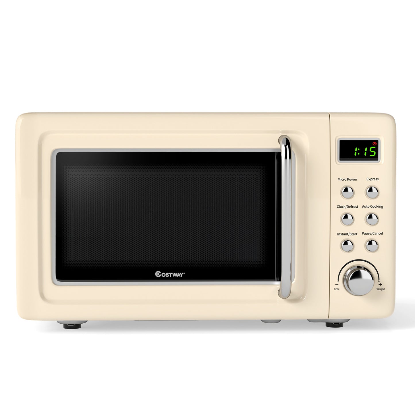 700W Retro Countertop Microwave Oven with 5 Micro Power and Auto Cooking Function, Cream White Toaster Ovens Cream White at Gallery Canada