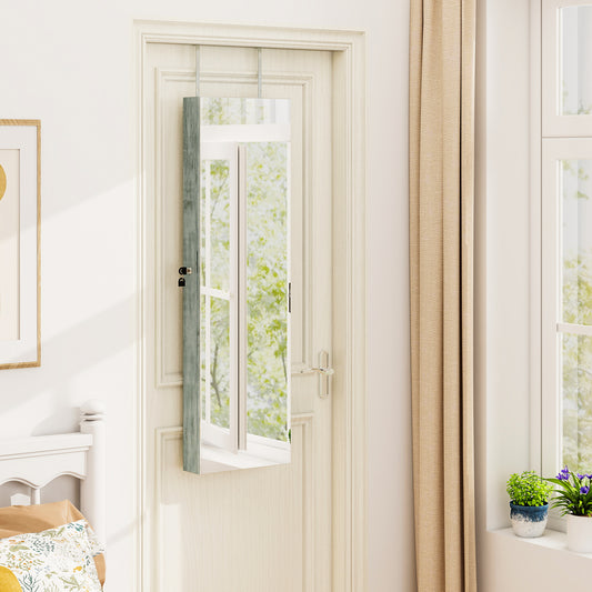 Wall and Door Mounted Mirrored Jewelry Cabinet with Lights, Navy Jewelry Armoires Navy at Gallery Canada