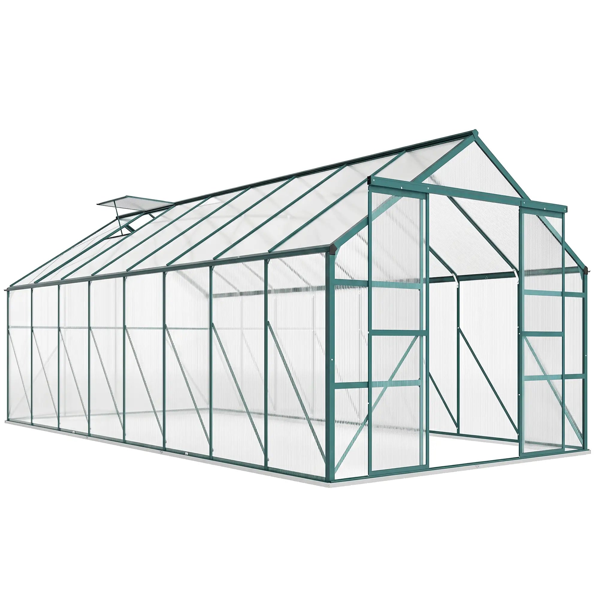 16' x 8' Aluminum Polycarbonate Greenhouse, Walk-In, Adjustable Roof Vent, Green Walk In Greenhouses at Gallery Canada