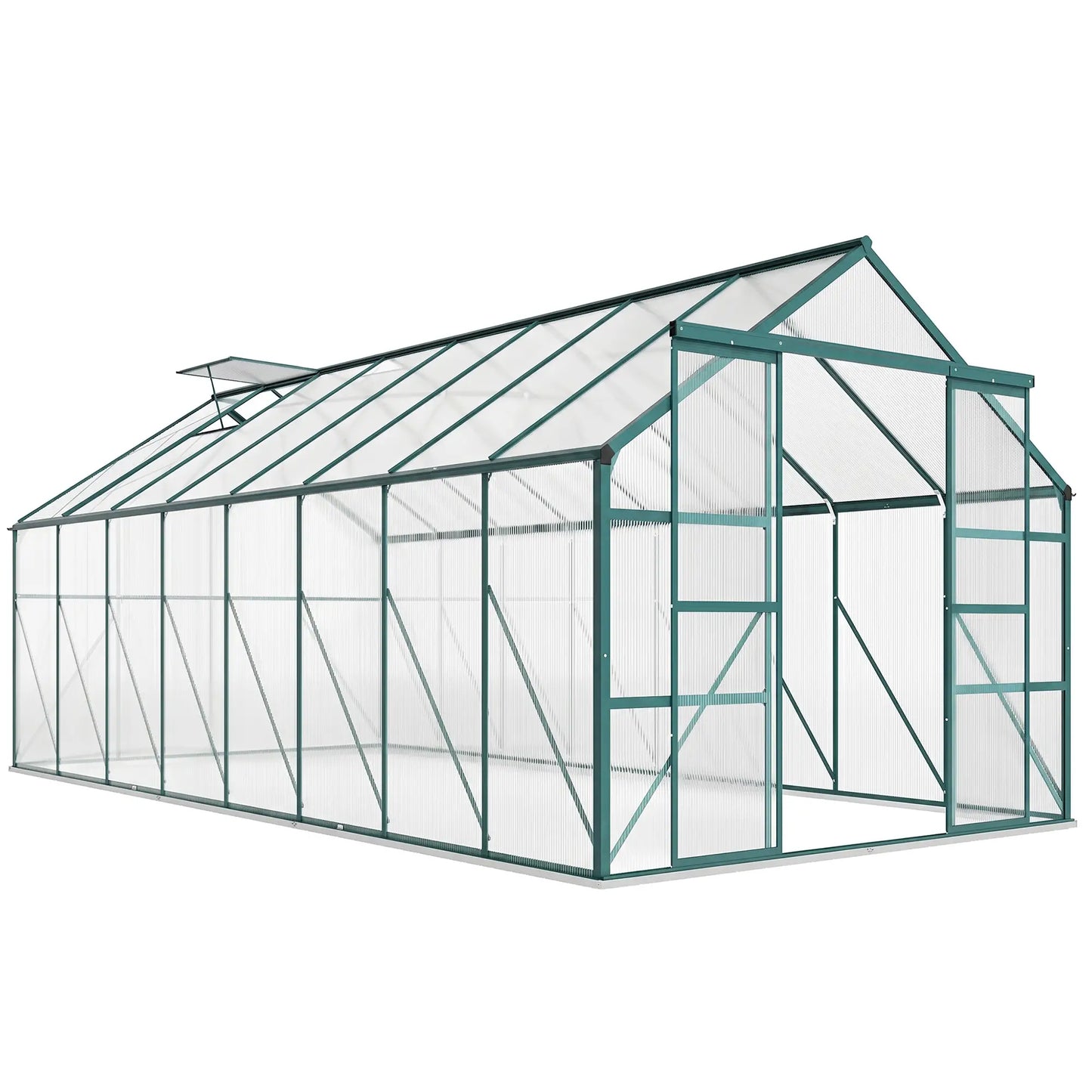 16' x 8' Aluminum Polycarbonate Greenhouse, Walk-In, Adjustable Roof Vent, Green Walk In Greenhouses at Gallery Canada