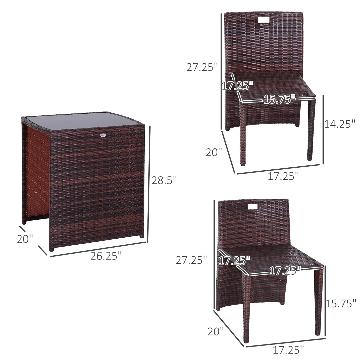 3-Piece Wicker Patio Dining Set, Removable Cushions, Glass Table, Cream White Outdoor Dining Sets at Gallery Canada