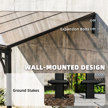 13' x 10' Lean To Gazebo, Hardtop Wall Mounted Pergola, Polycarbonate Roof, Metal-Aluminium Frame Pergolas at Gallery Canada