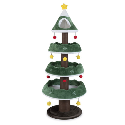 70.5 Inches Tall Christmas Cat Tree with 3 Plush Platforms, Green Cat Trees Condos & Scratchers at Gallery Canada