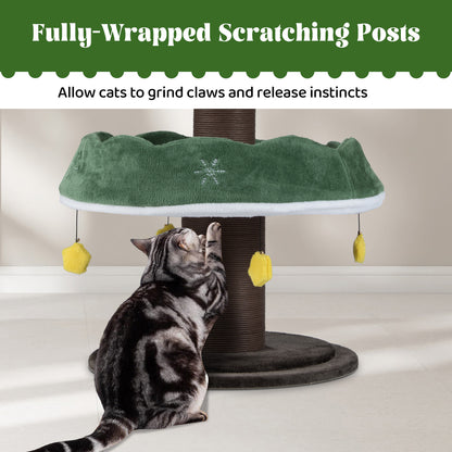 70.5 Inches Tall Christmas Cat Tree with 3 Plush Platforms, Green Cat Trees Condos & Scratchers at Gallery Canada