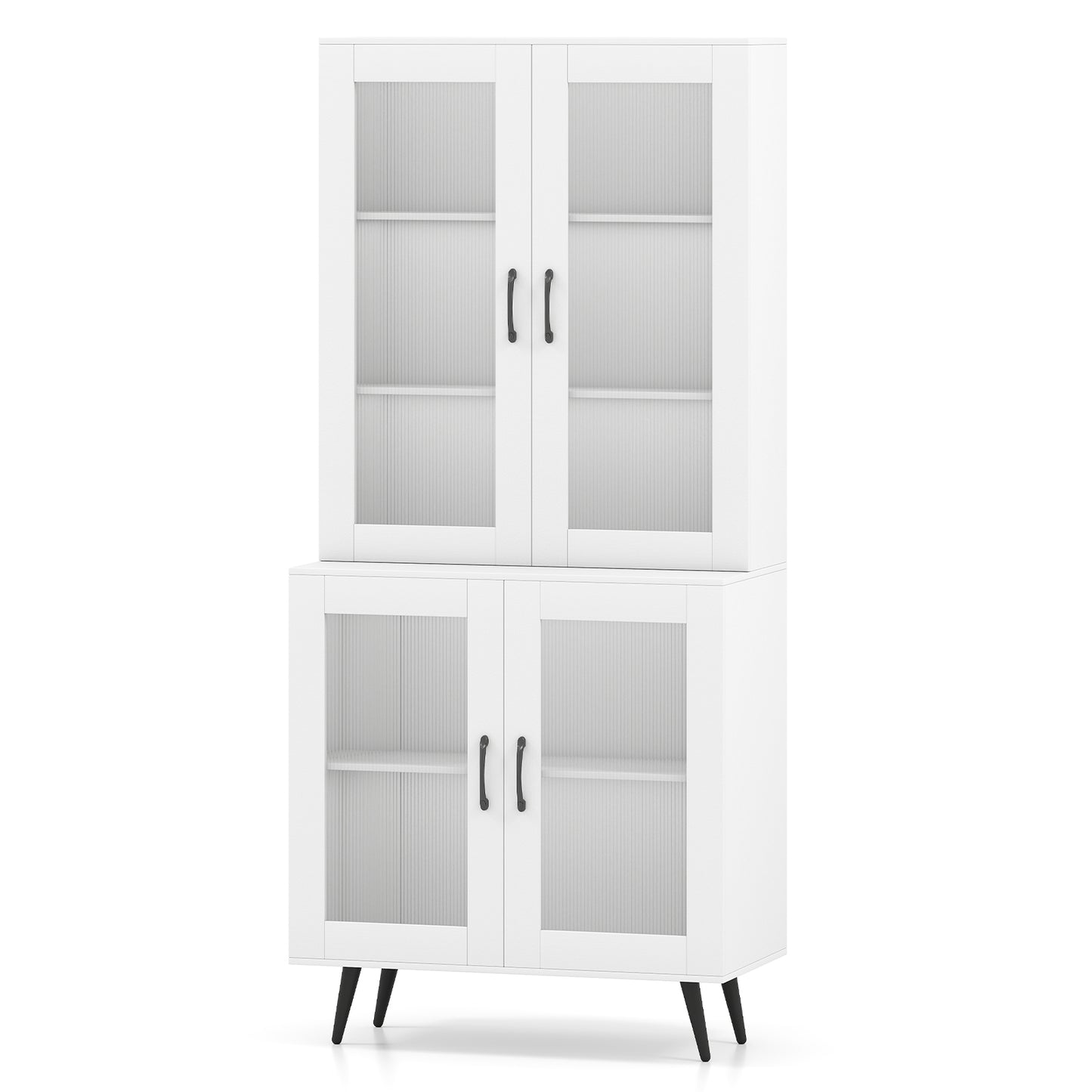 70.5 inch Tall Kitchen Pantry Cabinet Cupboard with 4 Transparent Doors, White Sideboards Cabinets & Buffets at Gallery Canada