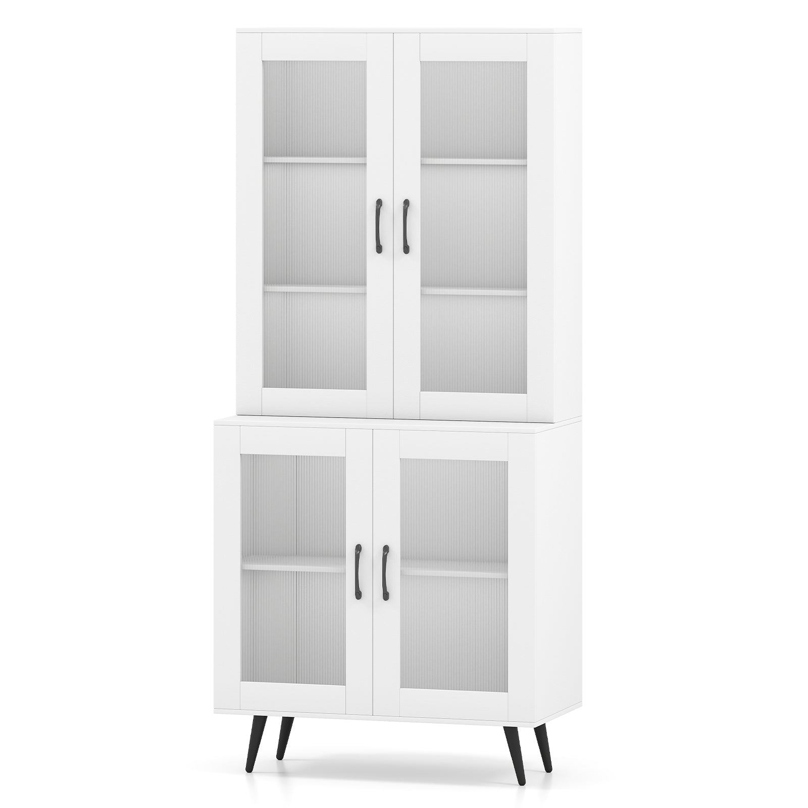70.5 inch Tall Kitchen Pantry Cabinet Cupboard with 4 Transparent Doors, White Sideboards Cabinets & Buffets at Gallery Canada
