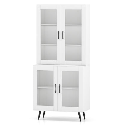 70.5 inch Tall Kitchen Pantry Cabinet Cupboard with 4 Transparent Doors, White Sideboards Cabinets & Buffets at Gallery Canada