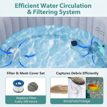 70/80 Inches Round SPA Pool Hottub with 110/130 Air Jets Electric Heater Pump-S, Black Swimming Pools at Gallery Canada