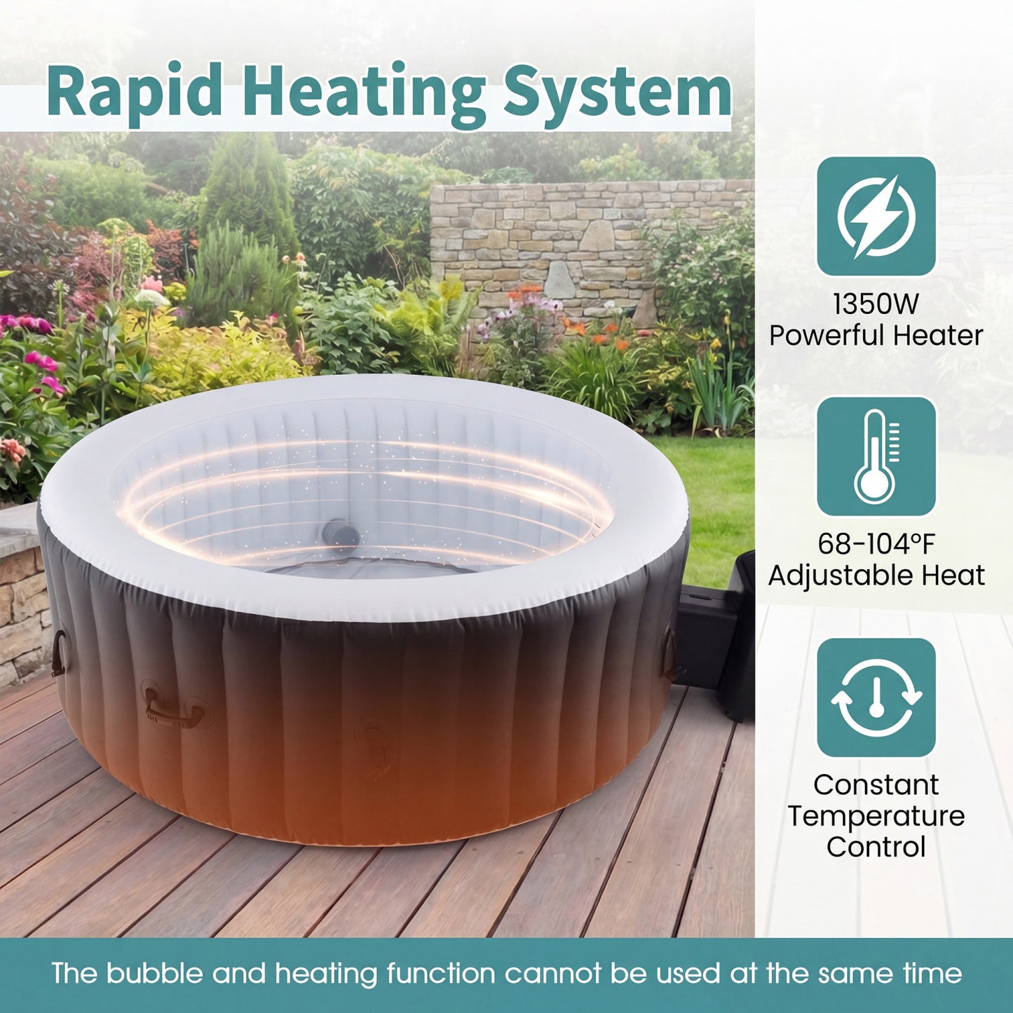 70/80 Inches Round SPA Pool Hottub with 110/130 Air Jets Electric Heater Pump-S, Black Swimming Pools at Gallery Canada