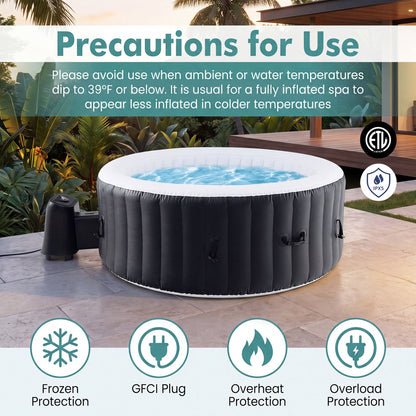 70/80 Inches Round SPA Pool Hottub with 110/130 Air Jets Electric Heater Pump-S, Black Swimming Pools at Gallery Canada