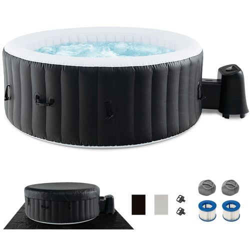 70/80 Inch Round Spa Pool Hot Tub, 110/130 Air Jets, Electric Heater Pump, Black