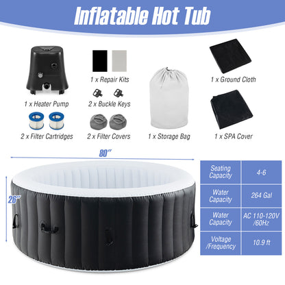 70/80 Inch Round Spa Pool Hot Tub, 110/130 Air Jets, Electric Heater Pump, Black Swimming Pools at Gallery Canada