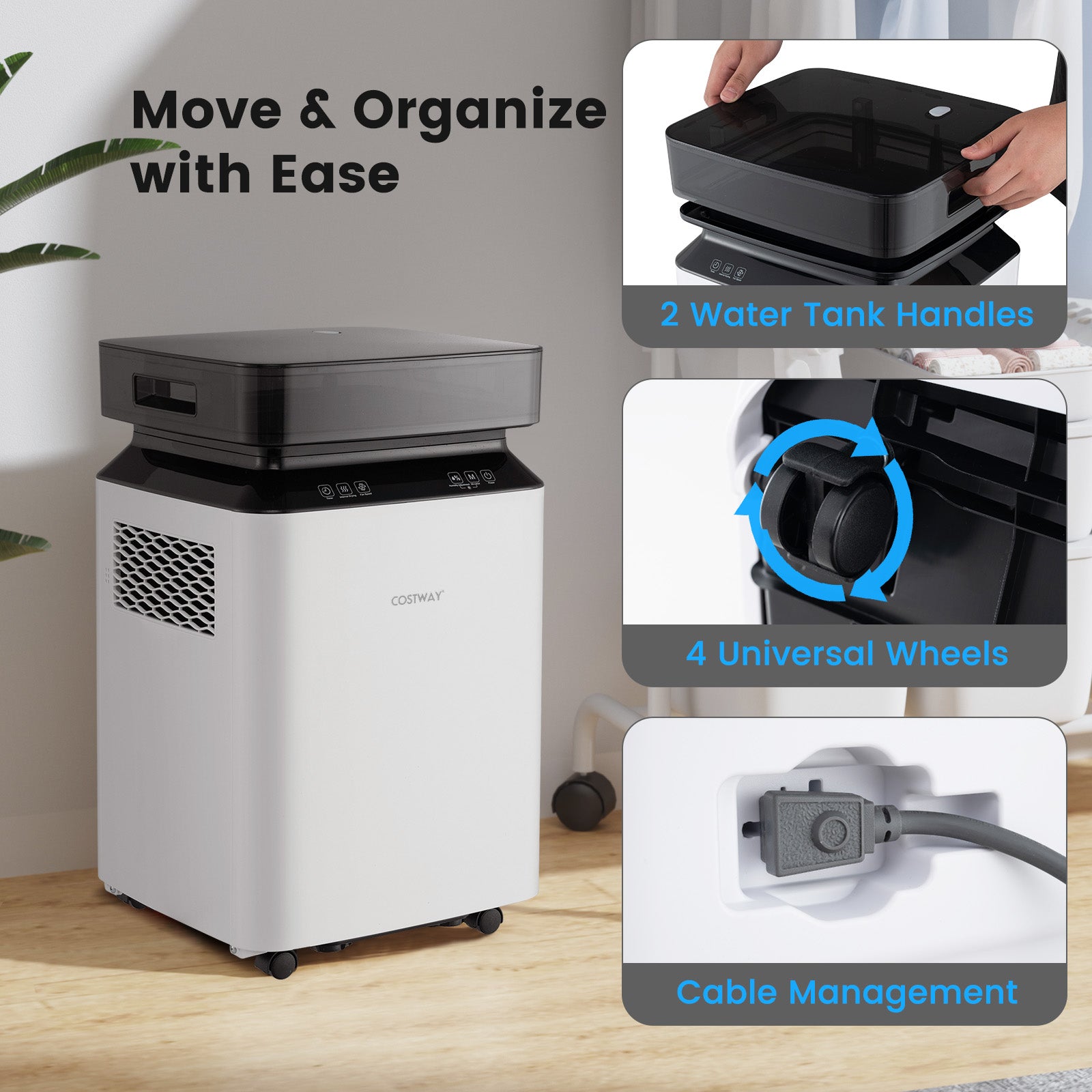 70/90 Pint Dehumidifier, 4500/6000 Sq. Ft, Continuous Auto Mode, White Dehumidifiers at Gallery Canada