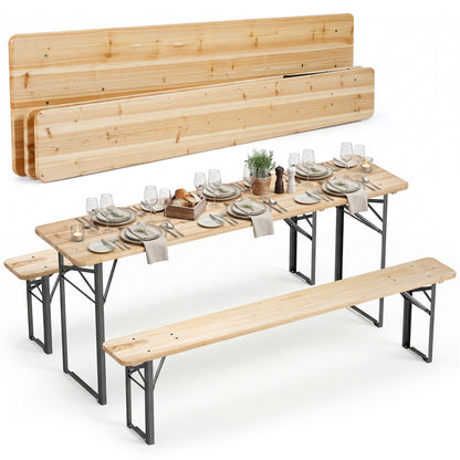 70 Inch 3-Piece Folding Picnic Table with Benches for 6 Fir Wood Portable Bear Camping Table, Black Picnic Tables at Gallery Canada
