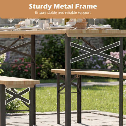 70 Inch 3-Piece Folding Picnic Table with Benches for 6 Fir Wood Portable Bear Camping Table, Black Picnic Tables at Gallery Canada