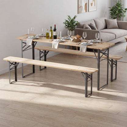 70 Inch 3-Piece Folding Picnic Table with Benches for 6 Fir Wood Portable Bear Camping Table, Black Picnic Tables at Gallery Canada