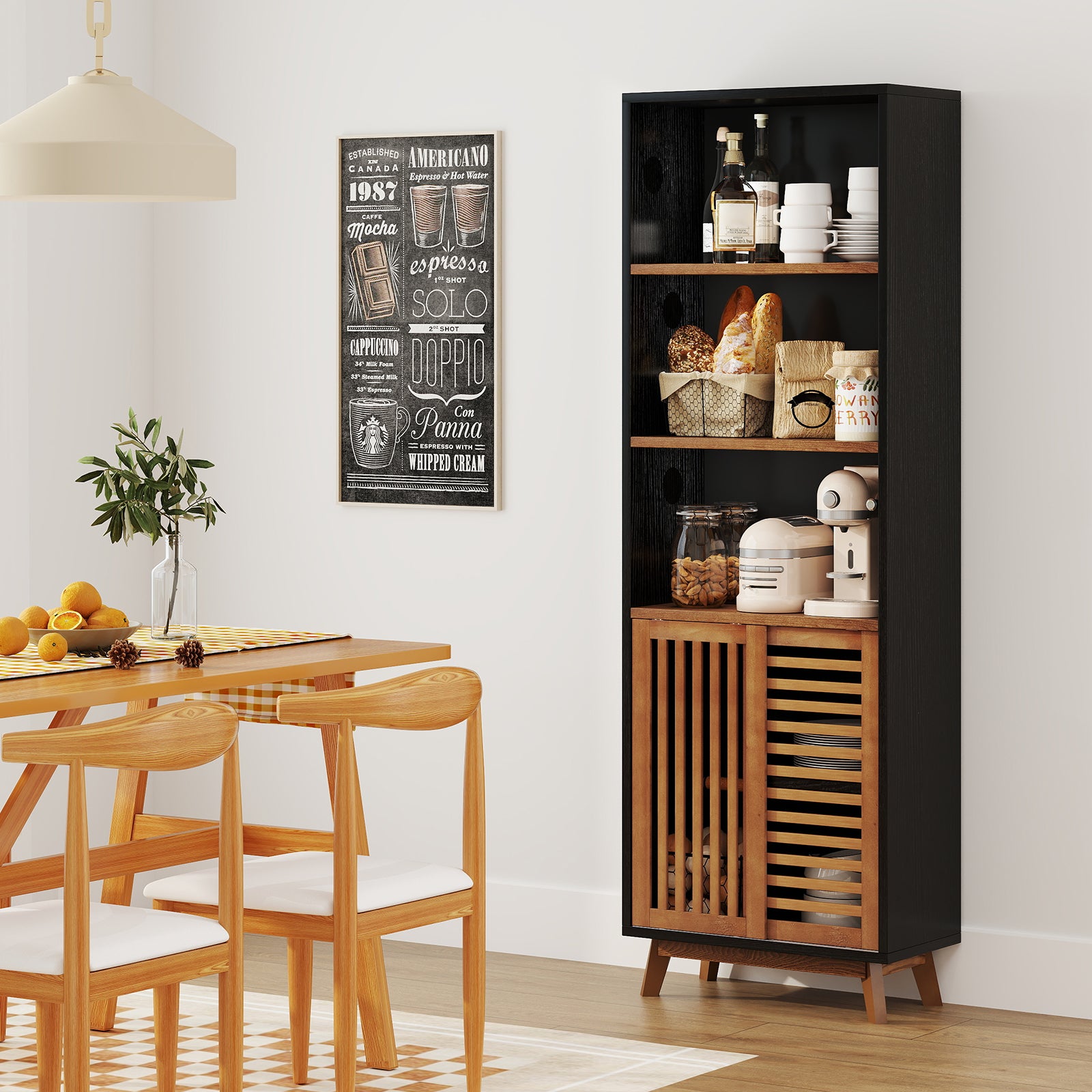 70 Inch 5-Tier Bookshelf with Reversible Adjustable Shelf, Black Bookcases at Gallery Canada