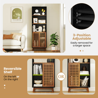 70 Inch 5-Tier Bookshelf with Reversible Adjustable Shelf, Black Bookcases at Gallery Canada