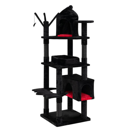 70-Inch Gothic Cat Tree For Indoor Cats With Castle And House