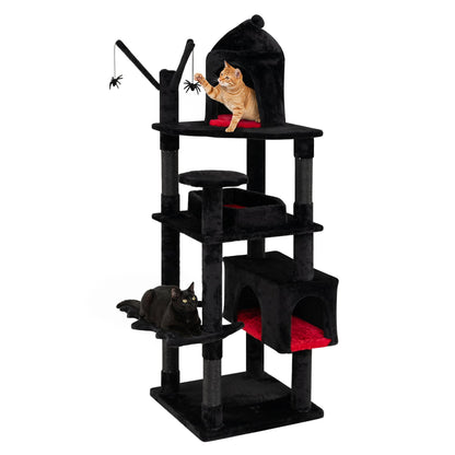 70-Inch Gothic Cat Tree For Indoor Cats With Castle And House