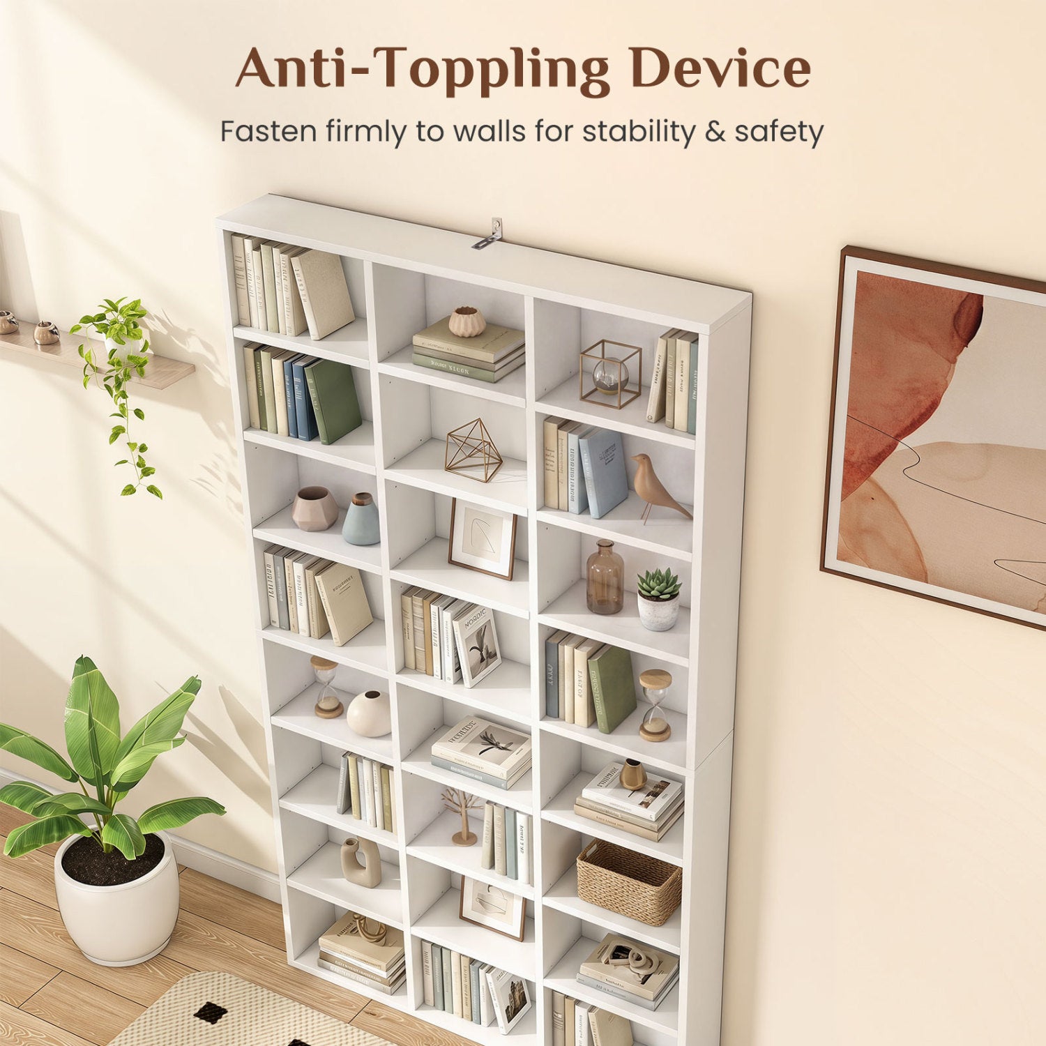 70 Inch Tall Bookshelf 24 Cube Storage Organizer with Adjustable Shelves, White Bookcases at Gallery Canada