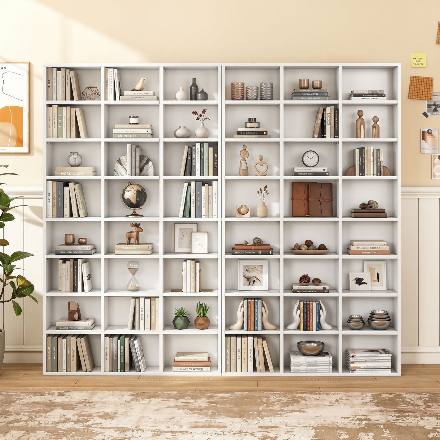 70 Inch Tall Bookshelf 24 Cube Storage Organizer with Adjustable Shelves, White Bookcases at Gallery Canada