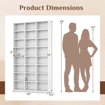 70 Inch Tall Bookshelf 24 Cube Storage Organizer with Adjustable Shelves, White Bookcases at Gallery Canada