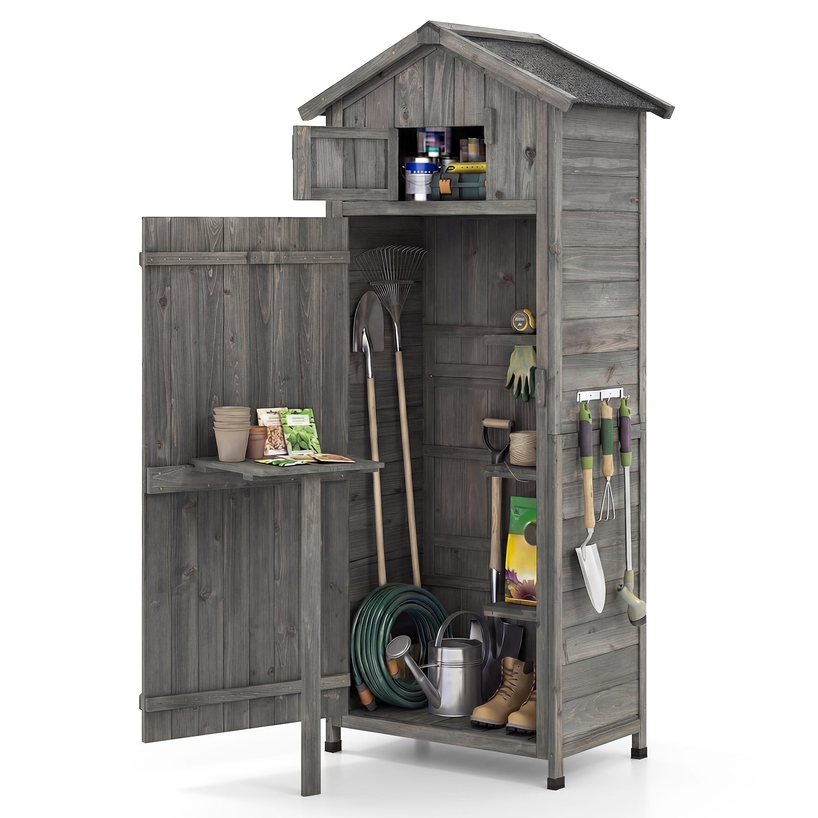 70 In Tall Garden Tool Storage Cabinet, Lockable Doors, Grey Sheds & Outdoor Storage at Gallery Canada