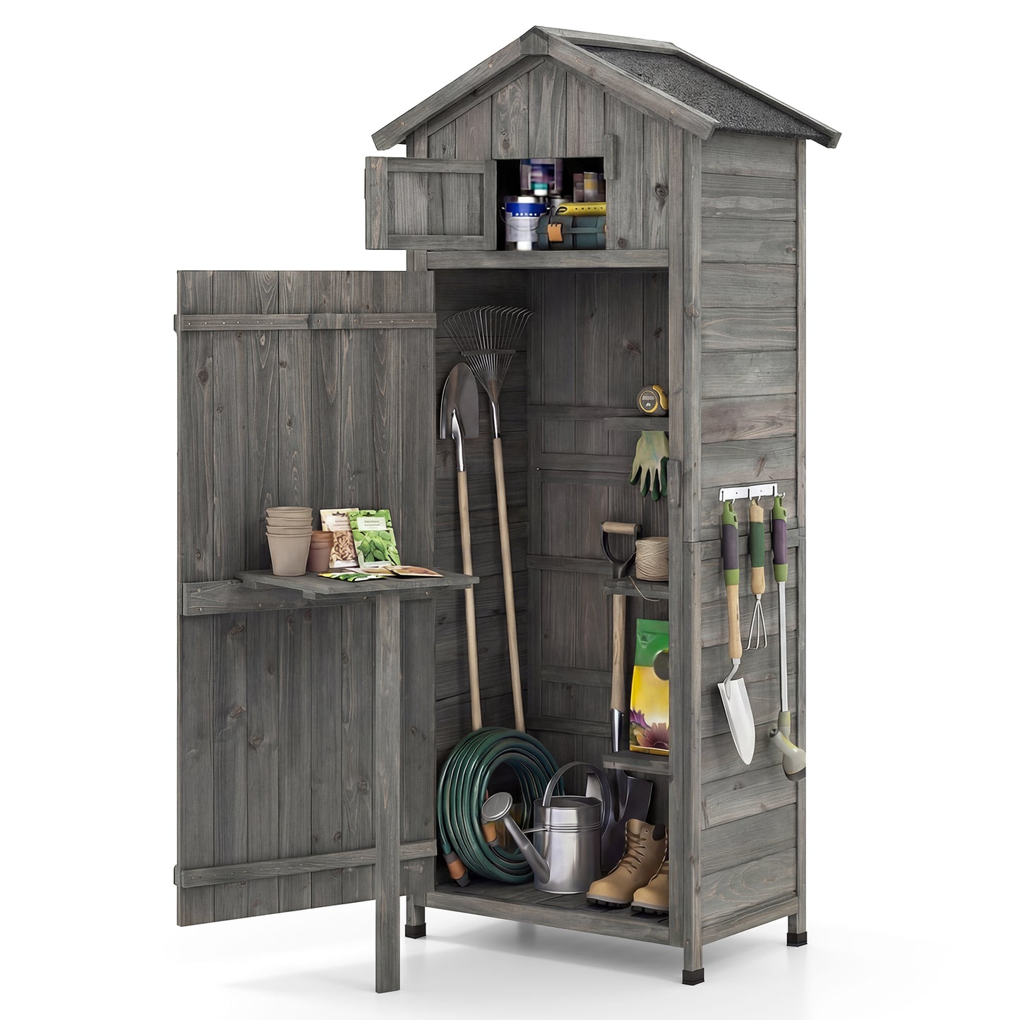 70 In Tall Garden Tool Storage Cabinet, Lockable Doors, Grey Sheds & Outdoor Storage at Gallery Canada