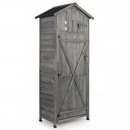 70 In Tall Garden Tool Storage Cabinet, Lockable Doors, Grey Sheds & Outdoor Storage Gray at Gallery Canada