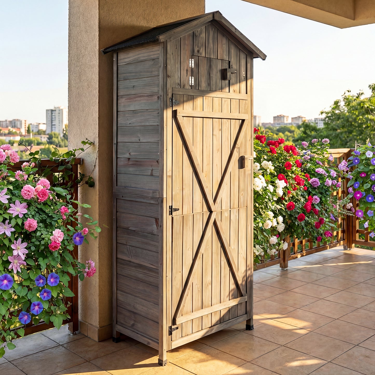 70 In Tall Garden Tool Storage Cabinet, Lockable Doors, Grey Sheds & Outdoor Storage at Gallery Canada