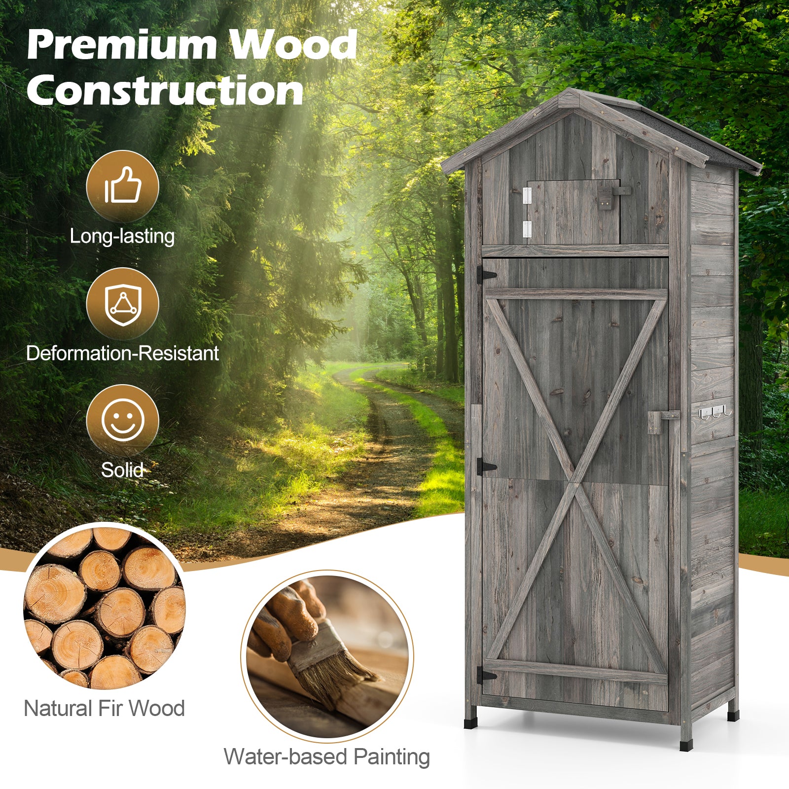 70 In Tall Garden Tool Storage Cabinet, Lockable Doors, Grey Sheds & Outdoor Storage at Gallery Canada