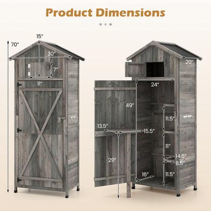 70 In Tall Garden Tool Storage Cabinet, Lockable Doors, Grey Sheds & Outdoor Storage at Gallery Canada