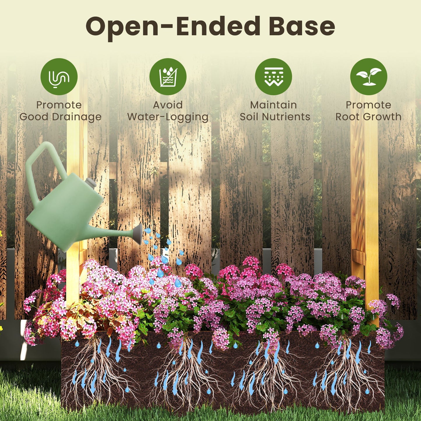 70 Inch Wooden Raised Garden Bed with Lattice Trellis, Natural Raised Garden Beds at Gallery Canada