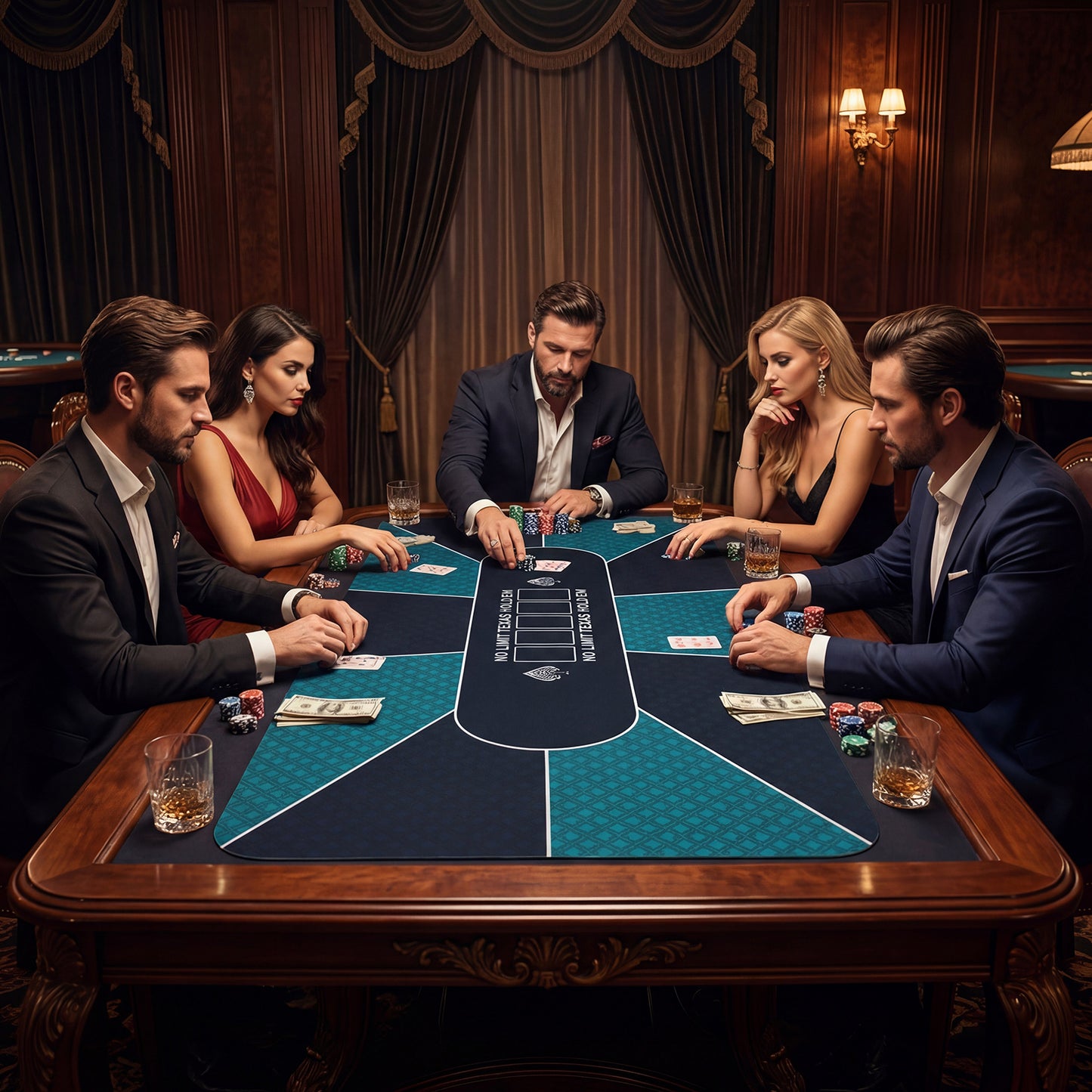 70 x 35 Inch Poker Table Top, Water-Repellent Surface, 10-Player, Green