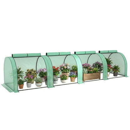 13' x 3.3' x 2.6' Mini Tunnel Greenhouse, PE Cover, Steel Frame, Zipped Doors, Green Greenhouses at Gallery Canada
