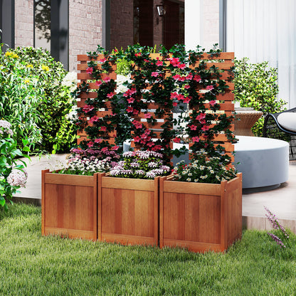 Outdoor Wooden Raised Garden Bed with Trellis, Natural Raised Garden Beds at Gallery Canada