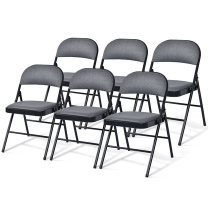 Folding Chair Set with Upholstered Seat and Fabric Covered Backrest-Set of 6, Gray Conference Chairs at Gallery Canada