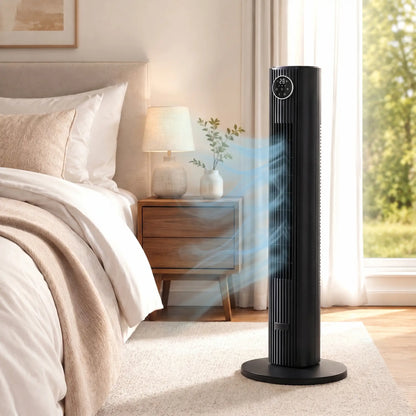 28dB Tower Fan, 12 Speeds, 4 Modes, 80° Oscillating, 12H Timer, Black Tower Fans at Gallery Canada