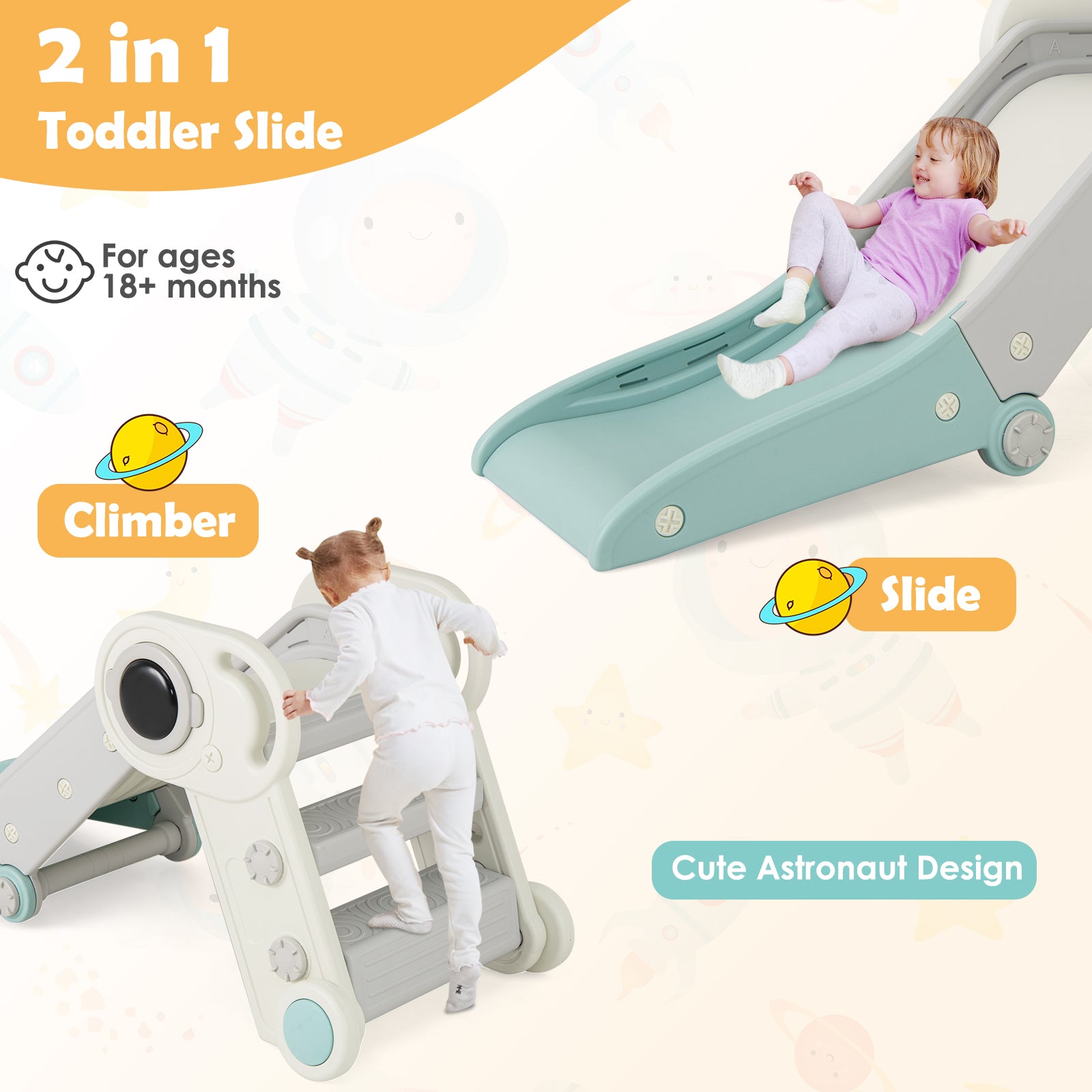 2 in 1 Baby Slide with Climber for Toddlers Age 18+ Months, Blue Climbers & Slides at Gallery Canada