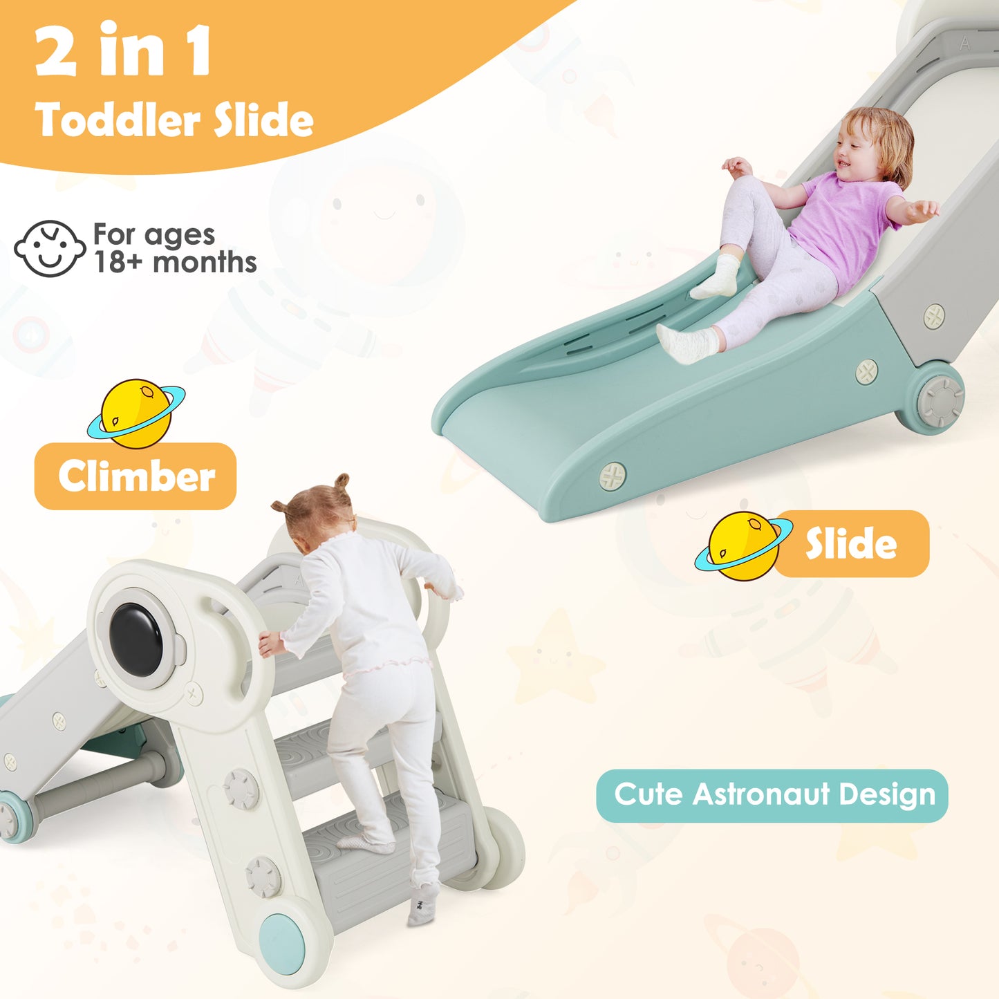 2 in 1 Baby Slide with Climber for Toddlers Age 18+ Months, Blue Climbers & Slides at Gallery Canada