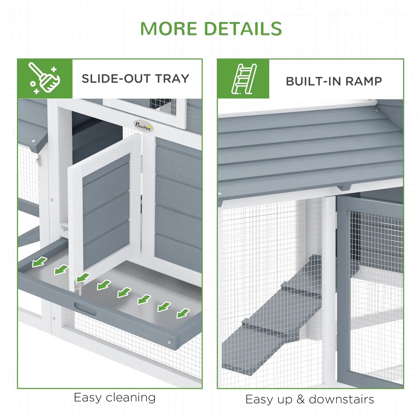 60" Large Chicken Coop, Wooden Hen House, 2 Doors, Nesting Box, Removable Tray, White Chicken Coops at Gallery Canada