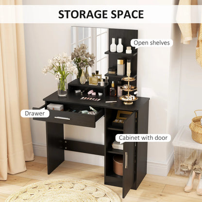 Vanity Desk with Mirror, Drawer, Open Compartment, Shelves, Cabinet Dressing & Vanity Tables at Gallery Canada