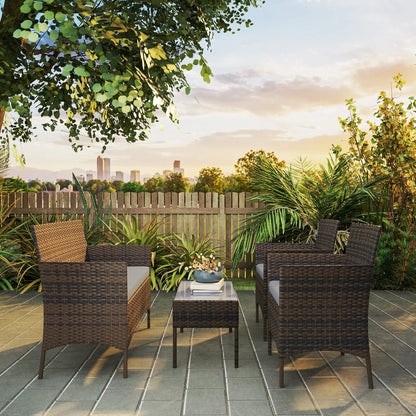 4-Piece Wicker Outdoor Balcony Set, Rattan Patio Furniture, Grey Patio Furniture Sets at Gallery Canada