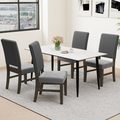 Dining Chair Set of 2 Mid-Century Modern Velvet Fabric Upholstered Chairs-Grey, Gray Dining Chairs at Gallery Canada